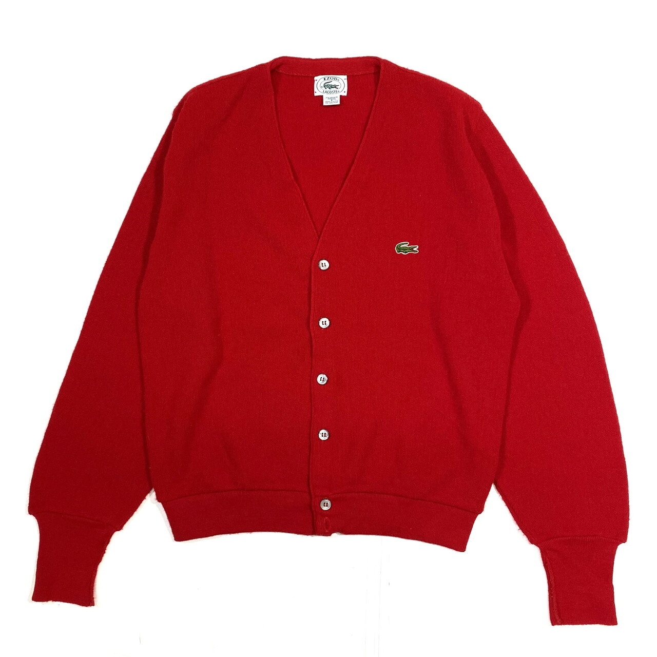 80年代 80s Usa製 ビンテージ Izod Lacoste アイゾッド ラコステ アクリル カーディガン メンズs レッド 赤色 ヴィンテージ 古着 ニットセーター Cave 古着屋 公式 古着通販サイト