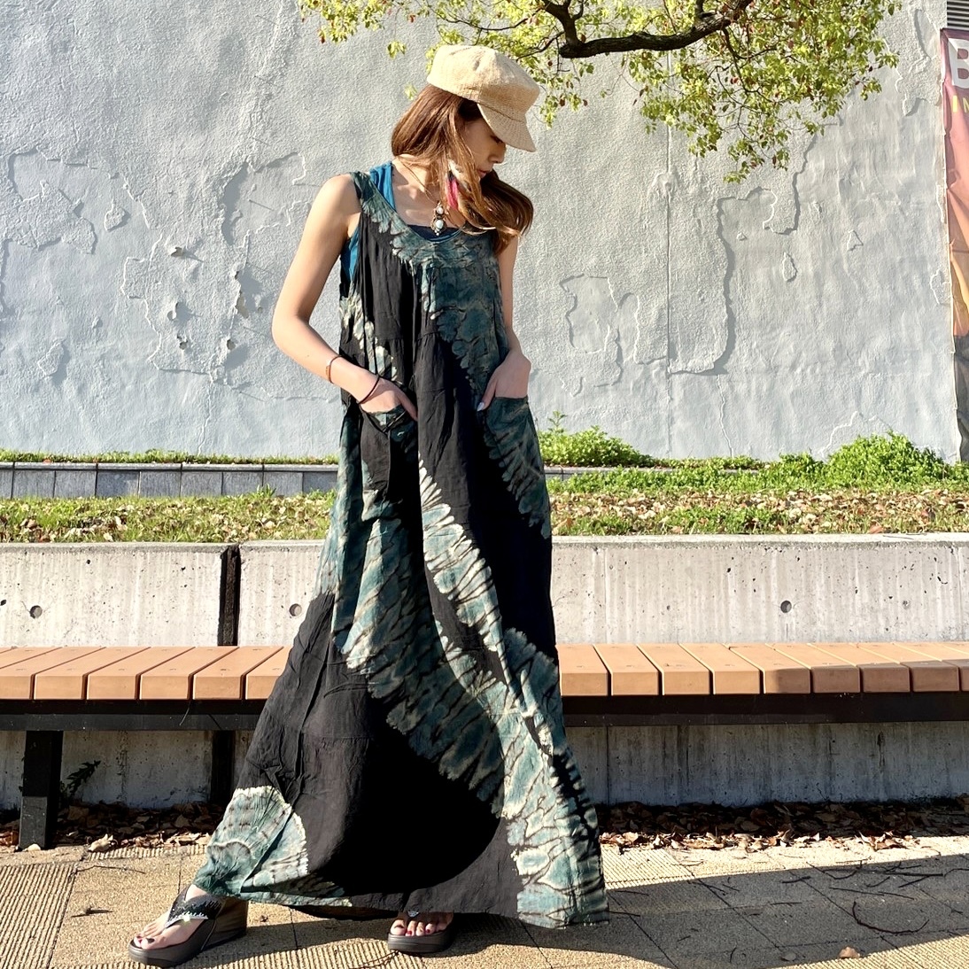 有名ブランド レゲエ タイダイ 着丈130 ロングワンピース Mural ミューラル マキシ ワンピース 有名ブランド レゲエ タイダイ 着丈130 ロングワンピース Mural ミューラル マキシ ワンピース