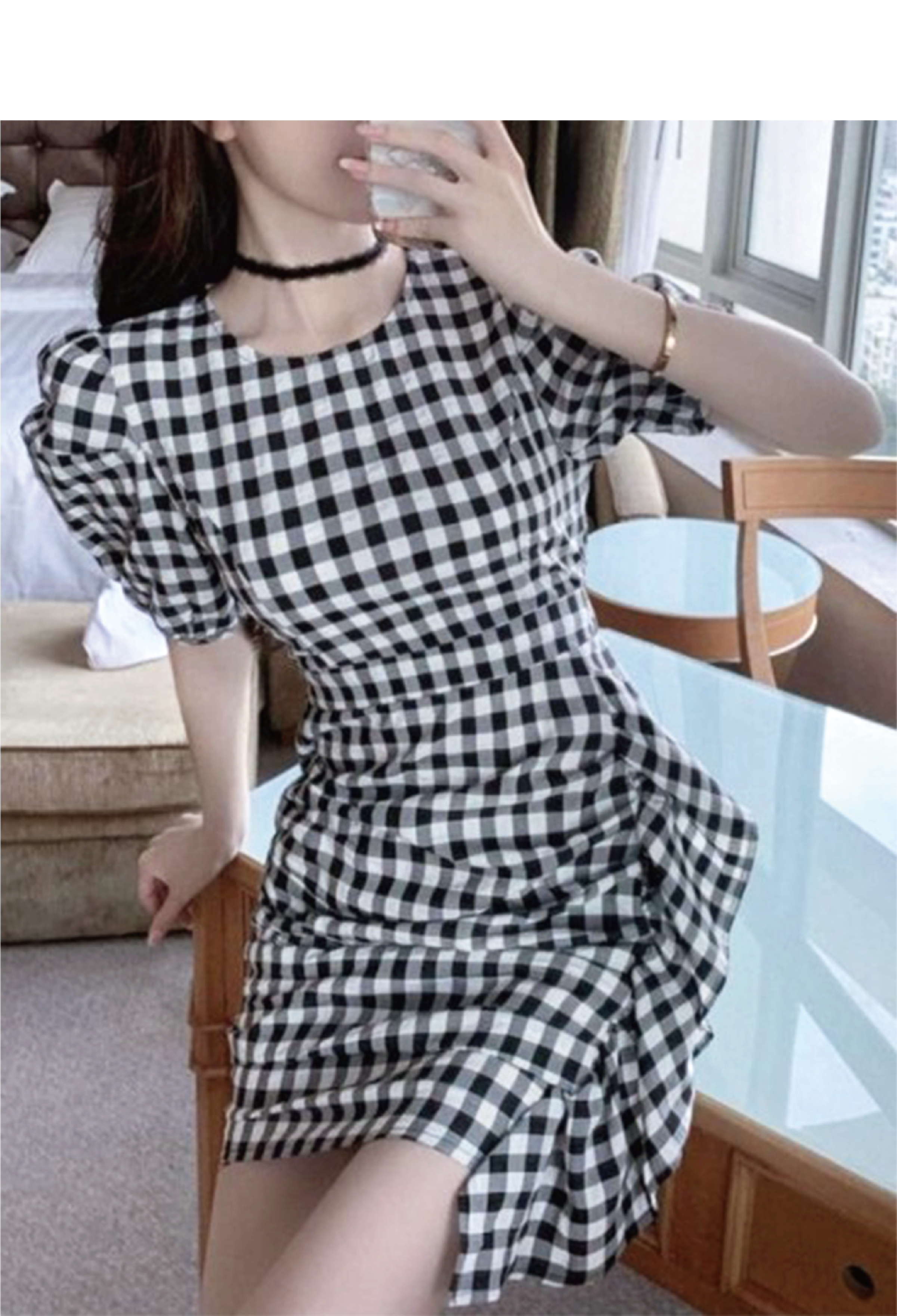 ギンガムチェックタイトワンピース Chere Moi