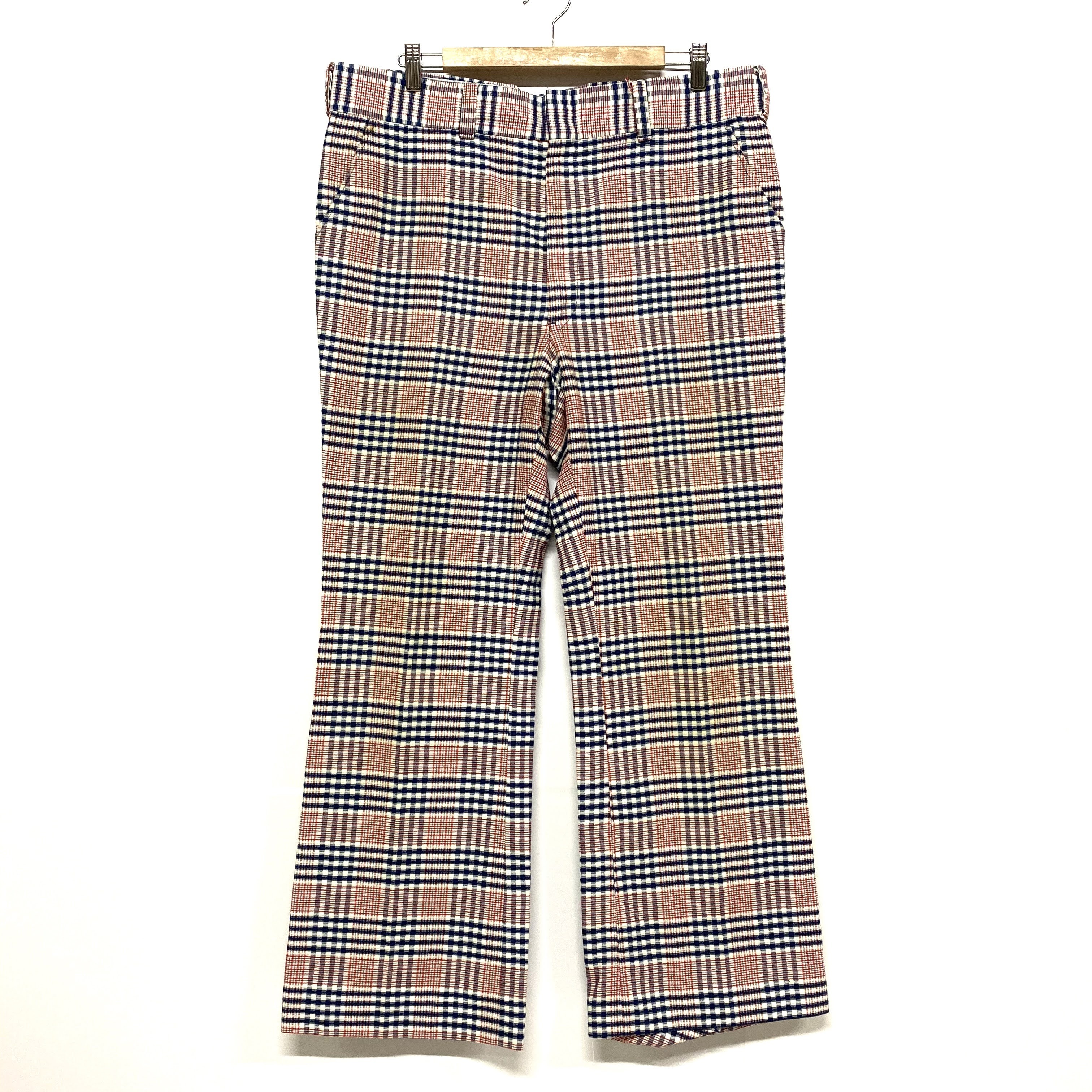 70年代 70s Arnold Palmer アーノルドパーマー チェック柄 スラックスパンツ フレアパンツ メンズw38相当 古着 ヴィンテージ ロングパンツ Al Cave 古着屋 公式 古着通販サイト