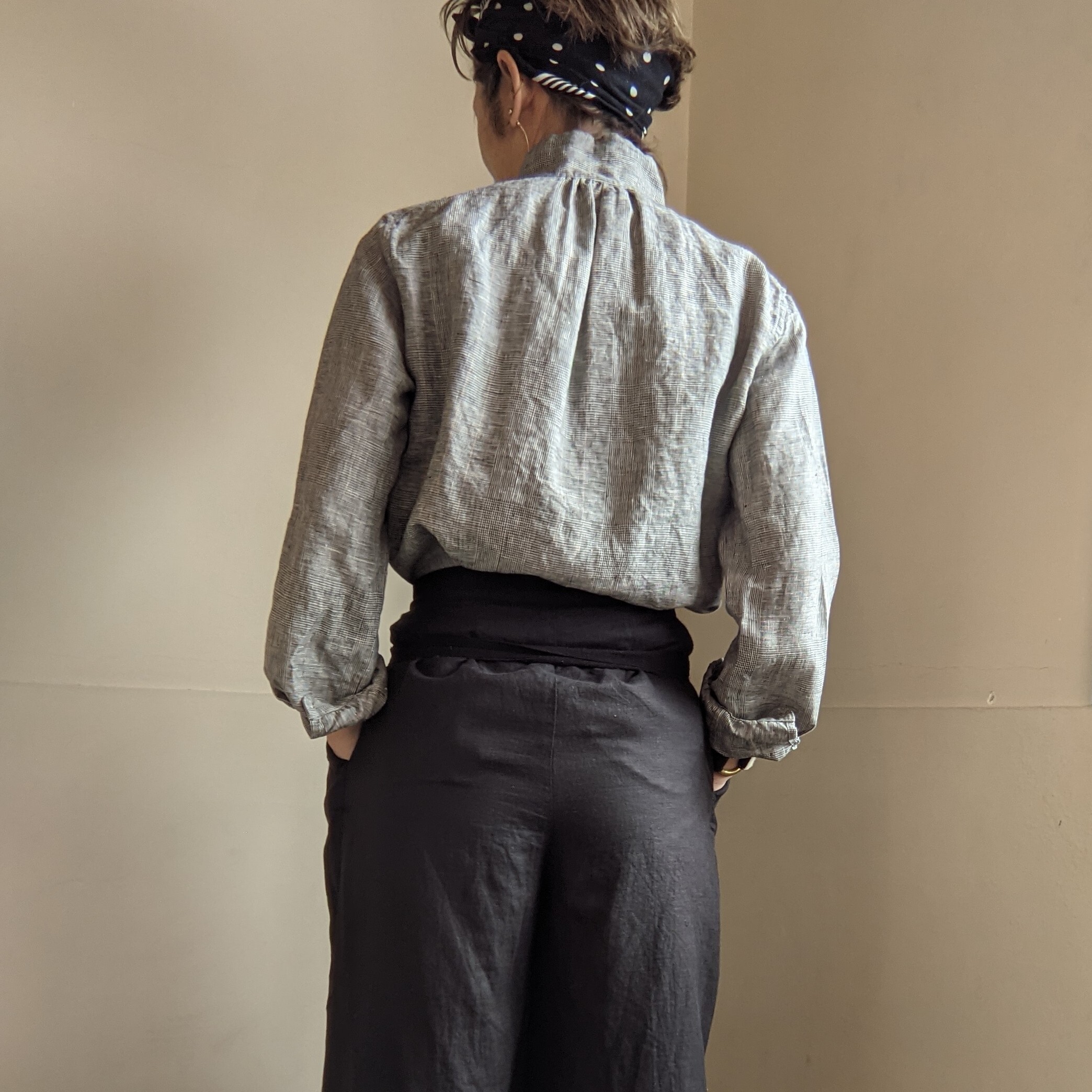 Dana Faneuil ダナファヌル グレンチェック ワンピースカラーシャツ 先染めリネン 服と雑貨ume 大阪市北区中津 セレクトショップ