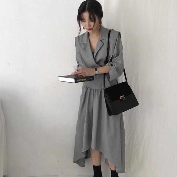 オルチャンファッション 韓国レディースファッション Ah0218 ウエスト強調 クラシカル シンプル チェック ワンピース 送料無料 流行オルチャンファッション 人気のプチプラ韓国レディースファッション新作通販 Aliceholly