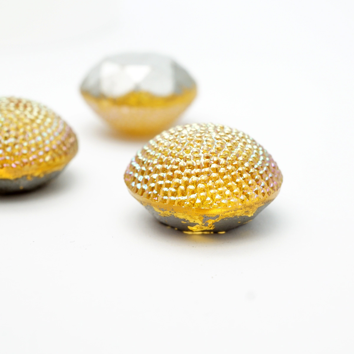 60sヴィンテージ ラウンドガラスカボション 18mm 2個セット 輸入アクセサリーパーツ 雑貨 Kiraline キラリネ