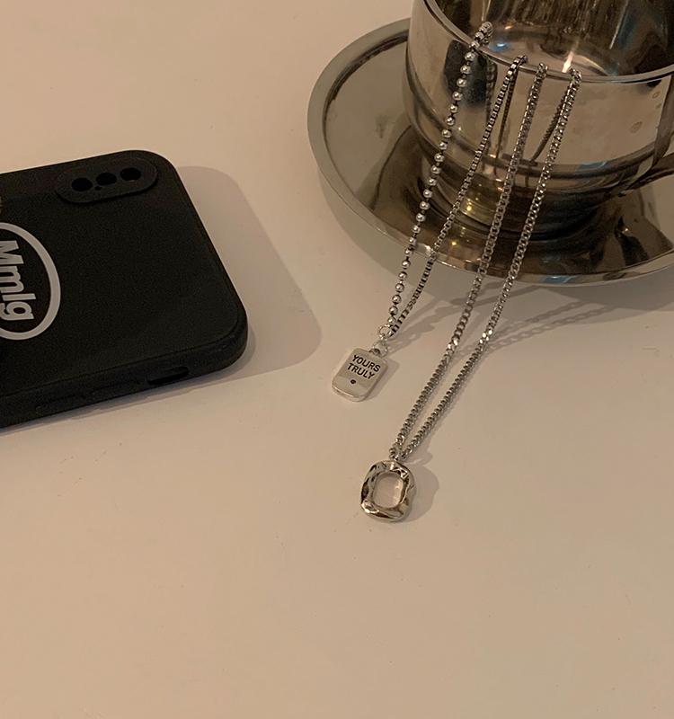 シルバー２種類ネックレスセット 韓国ファッション 韓国アクセサリー ストリート シンプル ネックレス シルバー ネックレス 今日のコーディ Lk Lunnik