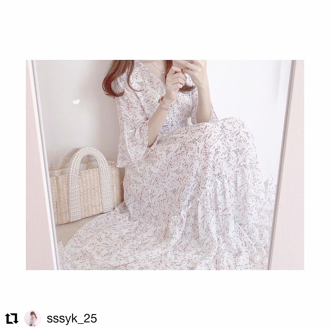 Sssyk 25様着用 フラワーフレアスリーブワンピース 763 Mimirie