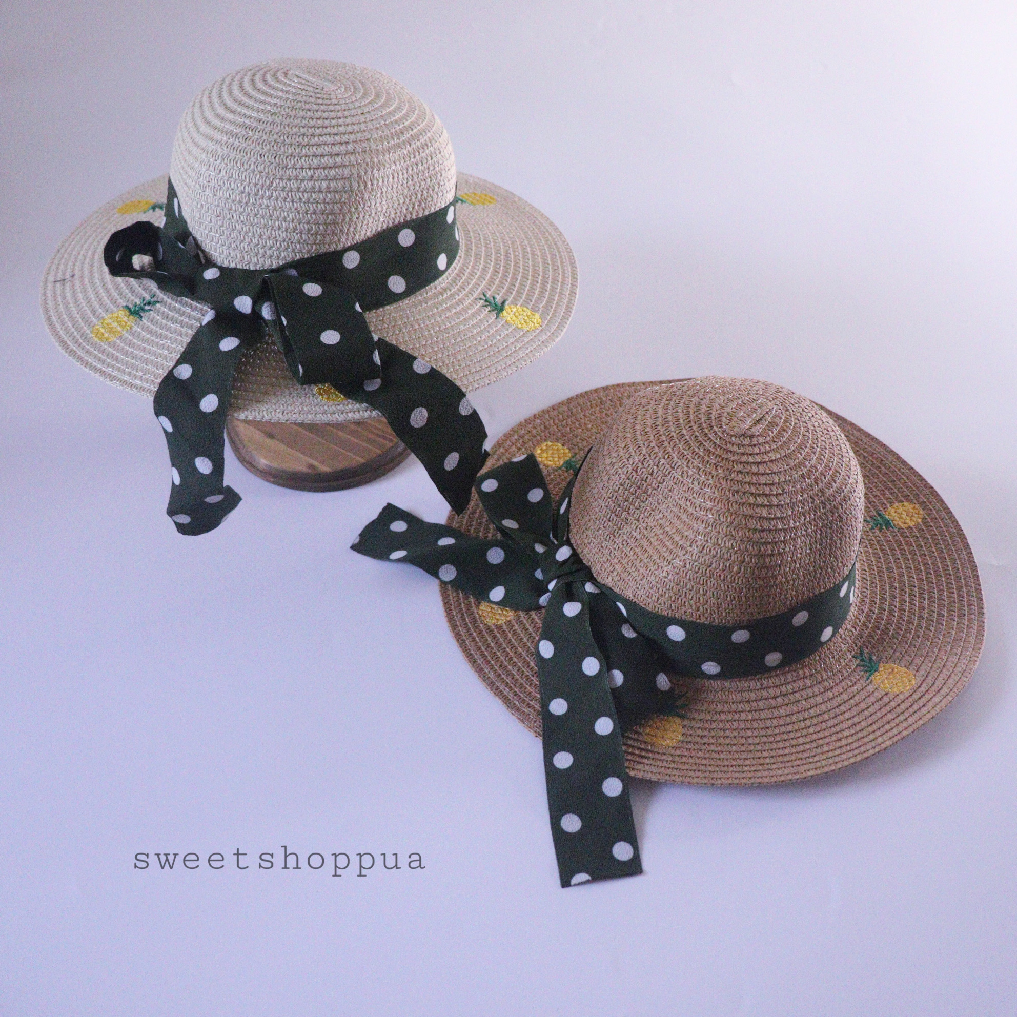 即納 2color あご紐付 パイナップル 麦わら帽子 紫外線対策 Uvカット 7444 418 海外子供服 Sweetshop Pua