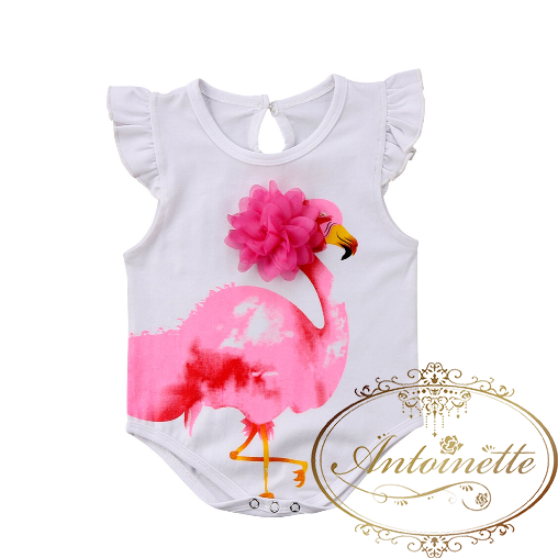 フラミンゴ ピンク 女の子 ベビー 赤ちゃん 服 子供服 こども リゾート 旅行 かわいい 南国 カバーオール ロンパース 夏 バカンス Antoinette