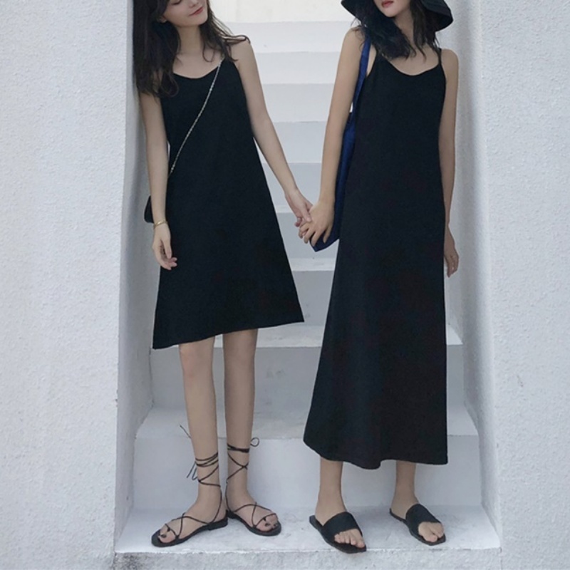 ボトミングワンピース ブラック ２種類 ミドル丈 ロング丈 Viveme