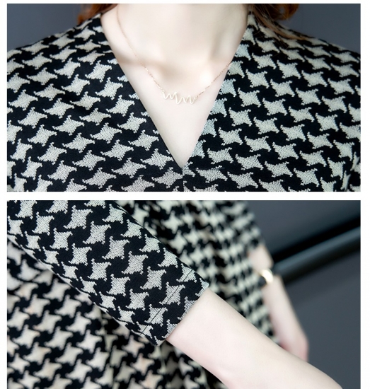 レディース 千鳥格子 ワンピース ラップワンピース チェック柄 秋 長袖 30代 40代 おしゃれ 大きいサイズ Vネック ロング ロングワンピース 秋冬 Hr440 Raxia ラクシア