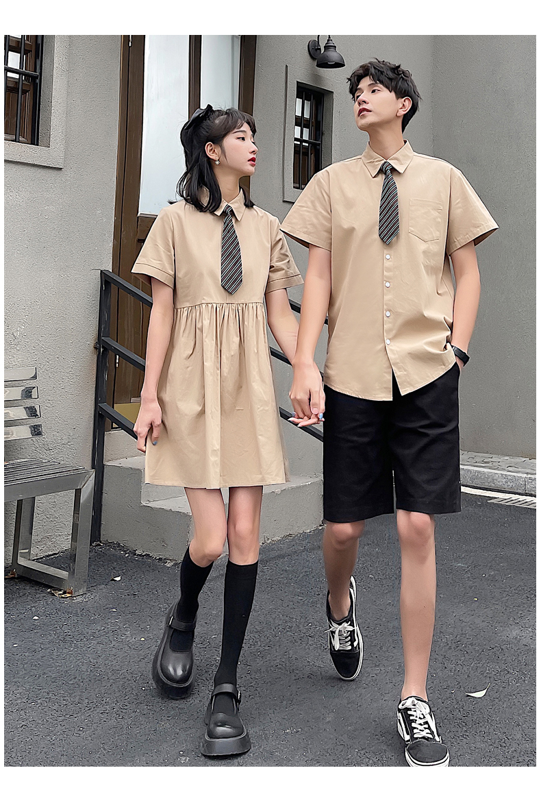 ネクタイ シャツ ワンピース 06 メンズシャツ カップル ペアルック リンクコーデ カジュアル お揃い デート 制服 夫婦 親子 カップルのリンクコーデ専門店 Pair Cele ペアセレ