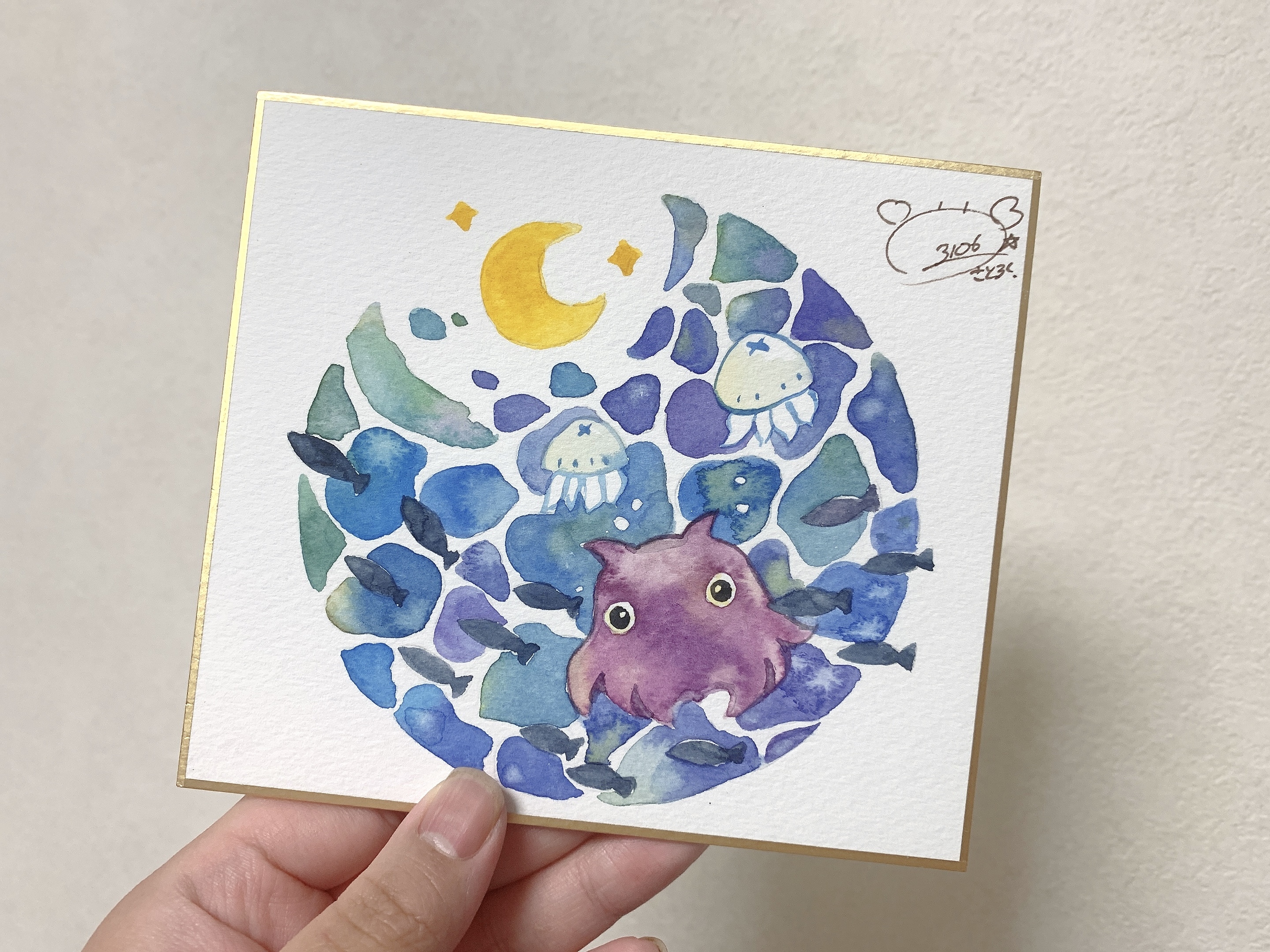 イラスト色紙 海メンダコさん さとろくのおみせ