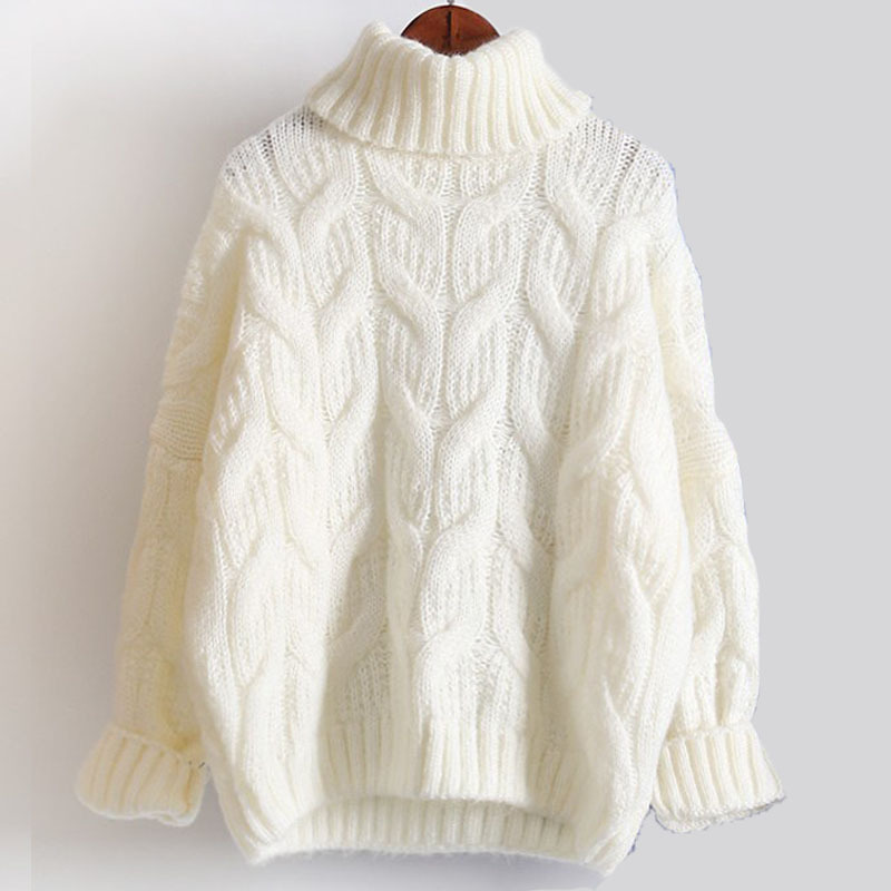 ニット セーター レディース トップス ニットソー ローゲージニット ケーブル 編み ハイネック タートルネック 色違い 厚い Happy Toon