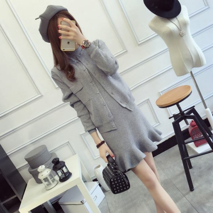 ワンピース 長袖カーディガン ミニ丈ワンピース フォーマル フェミニン オフィスカジュアル マーメイド セットアップ カジュアルワンピース 秋 春 Ledy Go Round