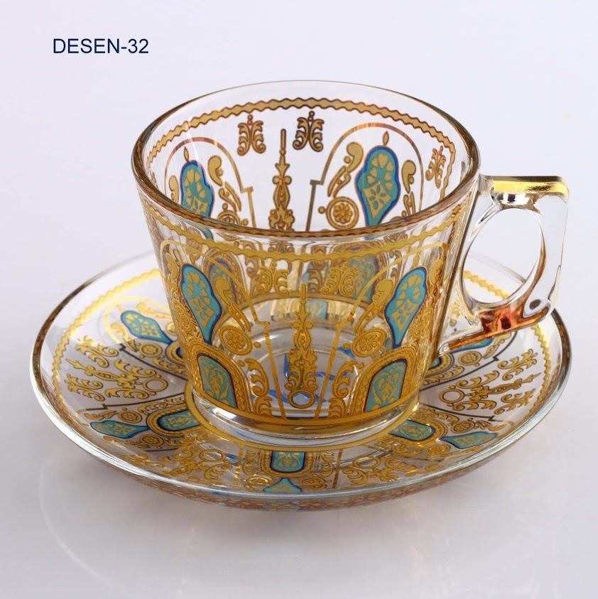 トルコ柄ガラス製カップ ソーサー Desen 32 Asobijoux トルコ柄ガラス製カップ ソーサー Desen 32 Asobijoux