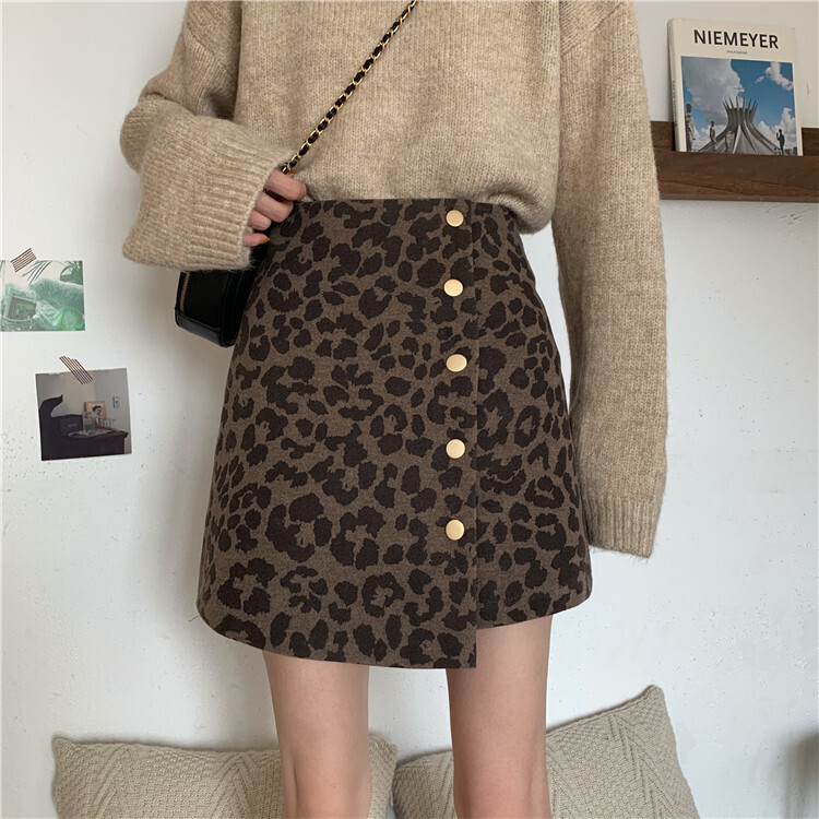 韓国レディースファッション 大人可愛い レオパード柄 ラップ ミニ スカート ボトム ヒョウ柄 5845 流行オルチャンファッション 人気のプチプラ韓国レディースファッション新作通販 Aliceholly