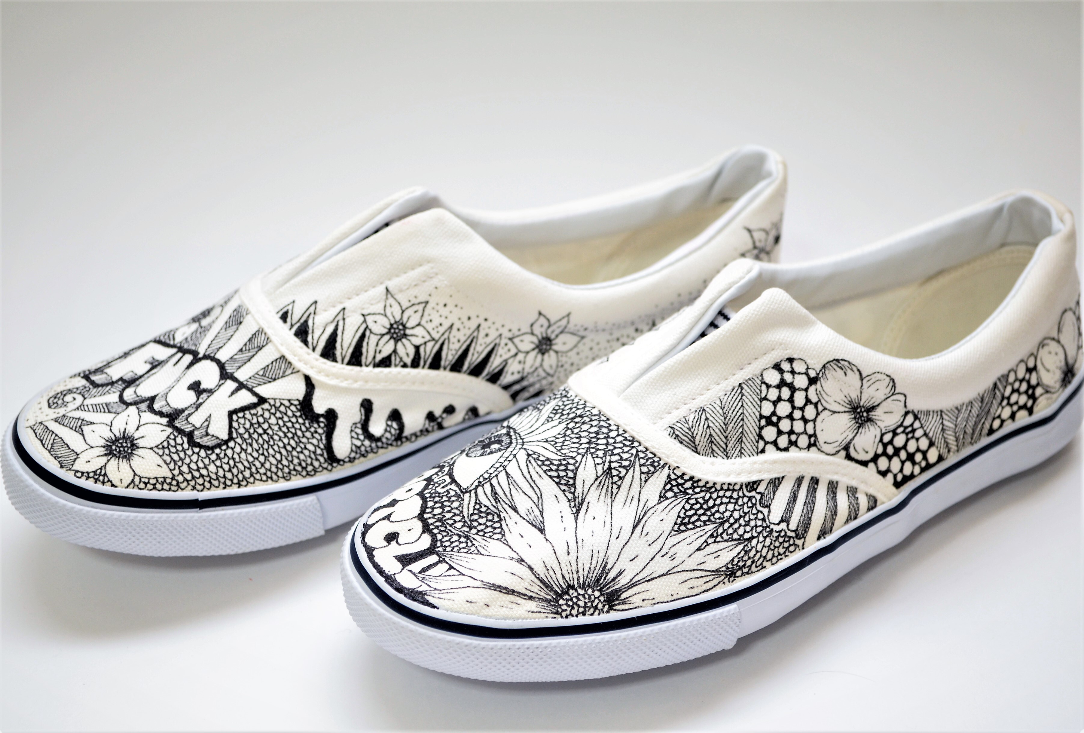 スリッポン スニーカー 26 メンズ デッキシューズ カスタム おしゃれ アート イラスト 世界に一つ チョン靴 シューズ 白 ホワイト ローカット キャンバススニーカー Mol Art Club