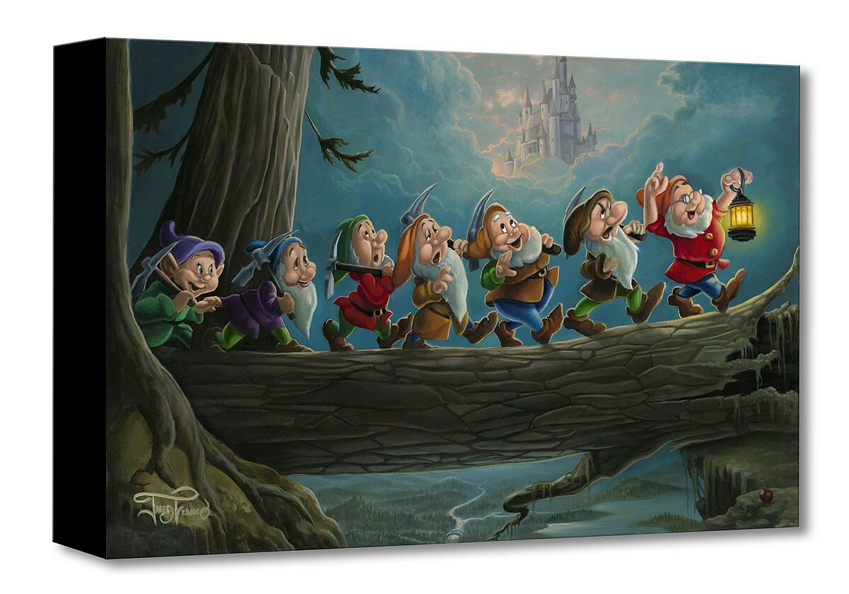 ディズニー絵画 白雪姫と七人の小人 雪の家 作品証明書 展示用フック付 限定1500部キャンバスジークレ ディズニー絵画 ポスター