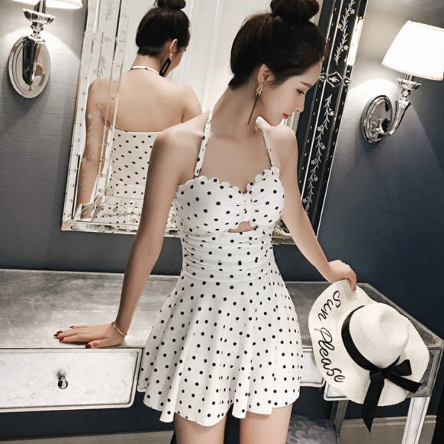 水玉ドット柄 スカート 服 みたい 水着 レディース 大きいサイズ 水着 ワンピース 水着 体型カバー 水着 可愛い Sw 0143 Happy Orurea ハッピーオルレア