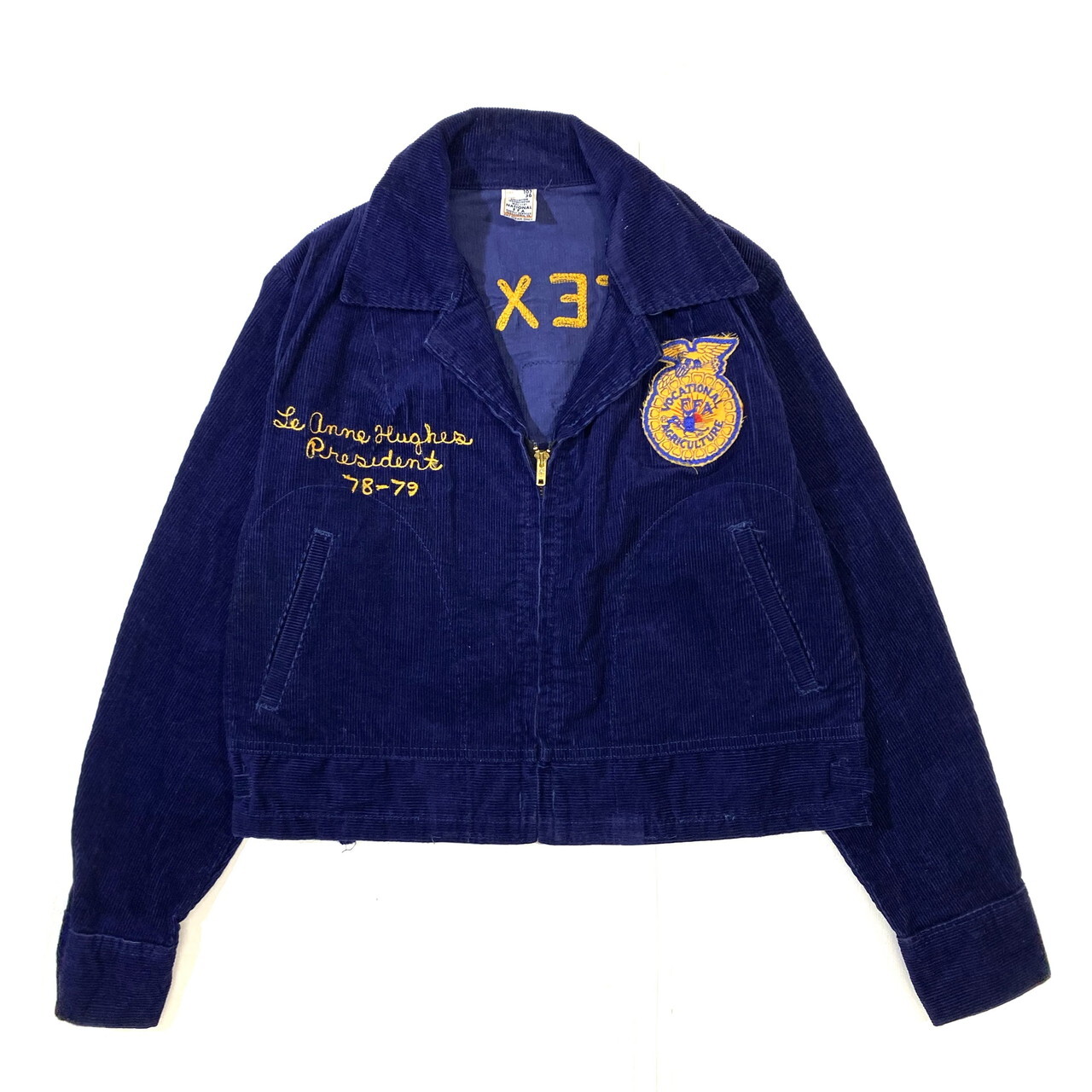 70年代 70s Ffa National アメリカ国立農業学校 Texas ファーマーズ コーデュロイジャケットジャケット 36 レディースm相当 チェーン刺繍 ヴィンテージ 古着 デニムジャケット Cave 古着屋 公式 古着通販サイト