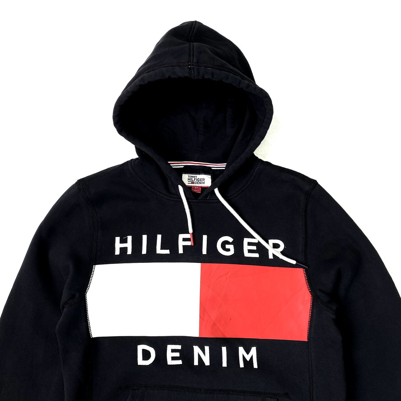 Tommy Hilfiger Denim トミーヒルフィガー ビッグロゴ スウェットパーカー トレーナー メンズs レディースm相当 レディース 黒色 古着 パーカー Al Cave 古着屋 公式 古着通販サイト