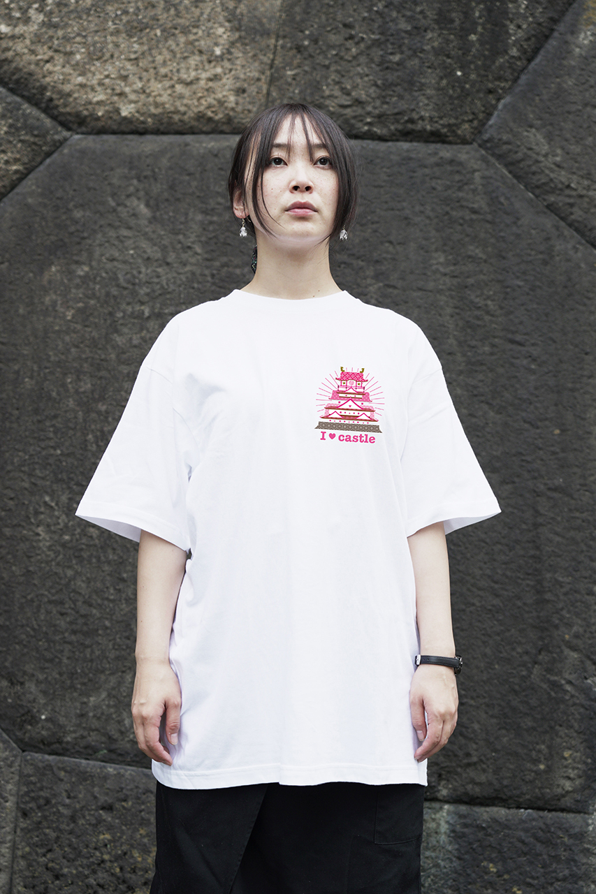 I Love Castle Tシャツ 和風 ピンク 白 戦国と武将のアイテム Yockdesign Rekishi Label