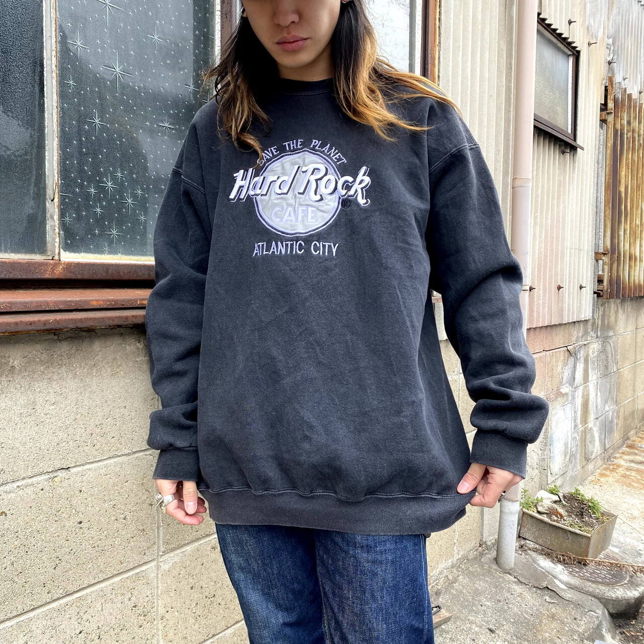 特価ブランド ハードロックカフェ Usa製 プルオーバー スウェット グレー 刺繍ロゴ Xl スウェット Slcp Lk