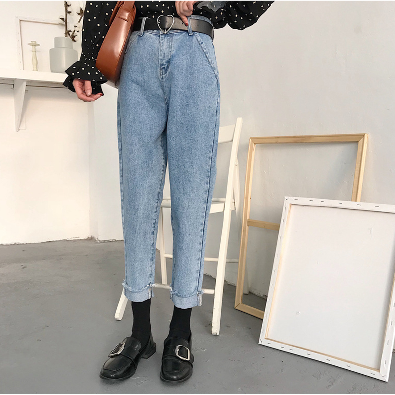 Regit 即納 Stone Washing Jeans 韓国ファッション 韓国服 デニム ジーンズ かわいいデニム プチプラコーデ 古着風 Regit