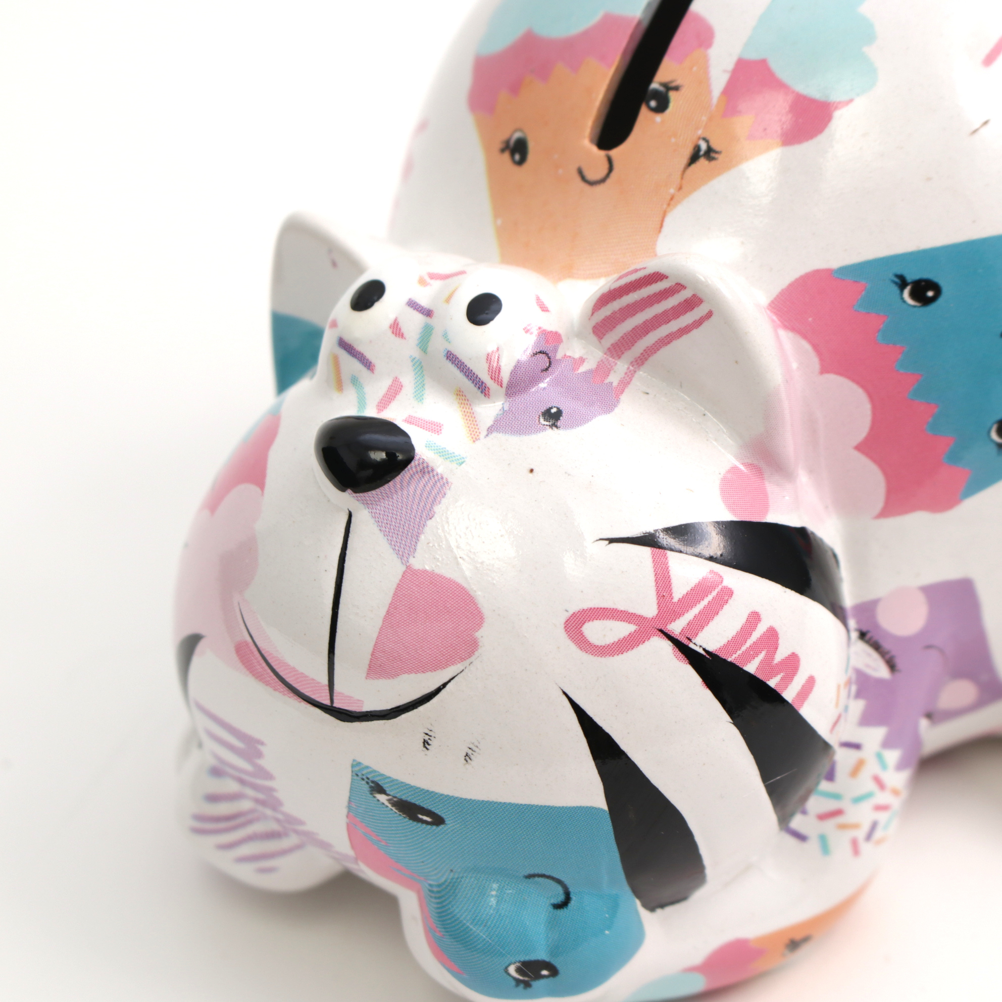 貯金箱 コインバンク ネコ キャット 猫 おしゃれ かわいい Cat 陶器製 カラフル オブジェ 猫雑貨 雑貨屋リエット