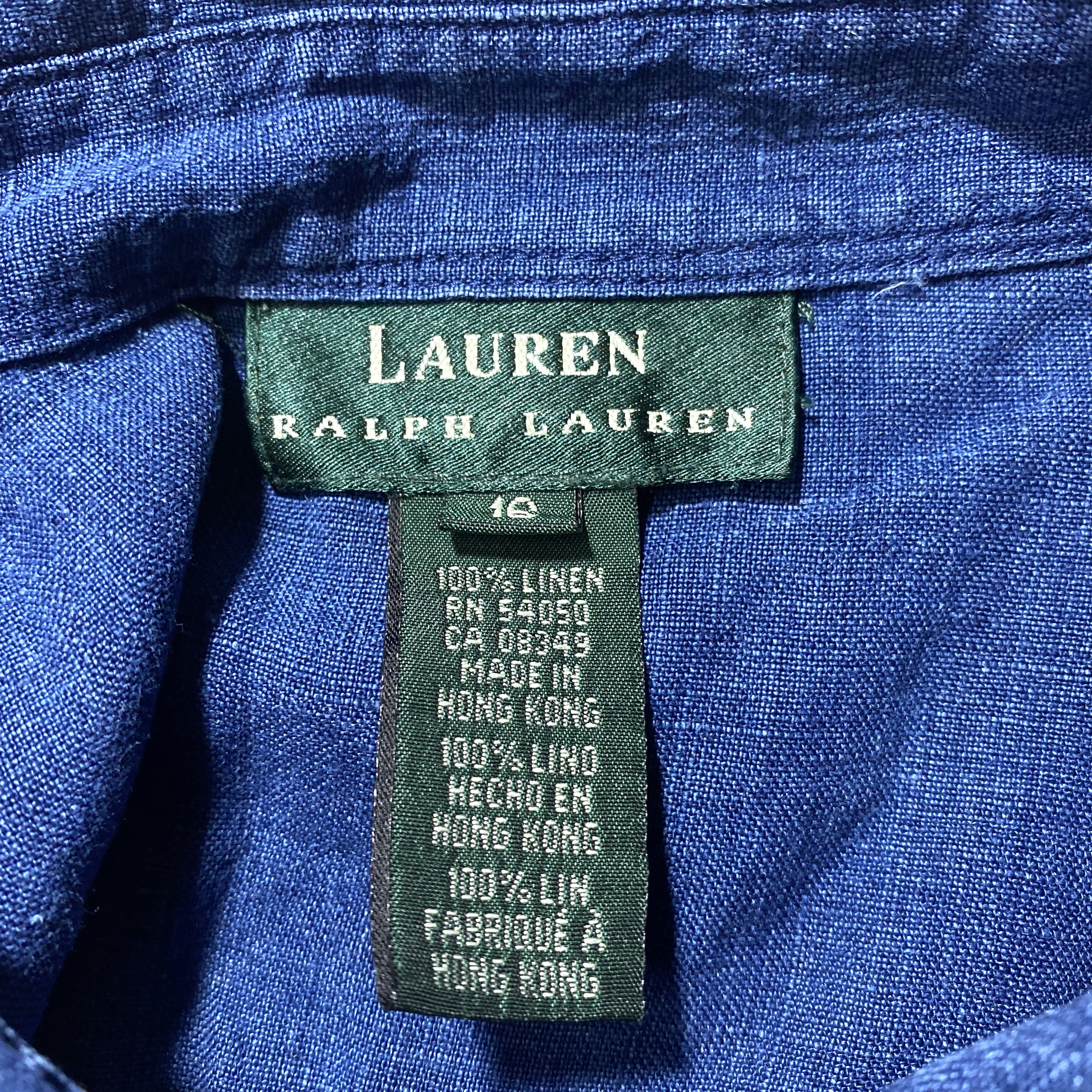 Lauren Ralph Lauren ローレンラルフローレン マキシ丈 ロング リネン インディゴ ノースリーブ シャツワンピース ボタン 前開き 濃色 レディースxl相当 古着 ワンピース Cave 古着屋 公式 古着通販サイト 夏物最大50 Off開催中