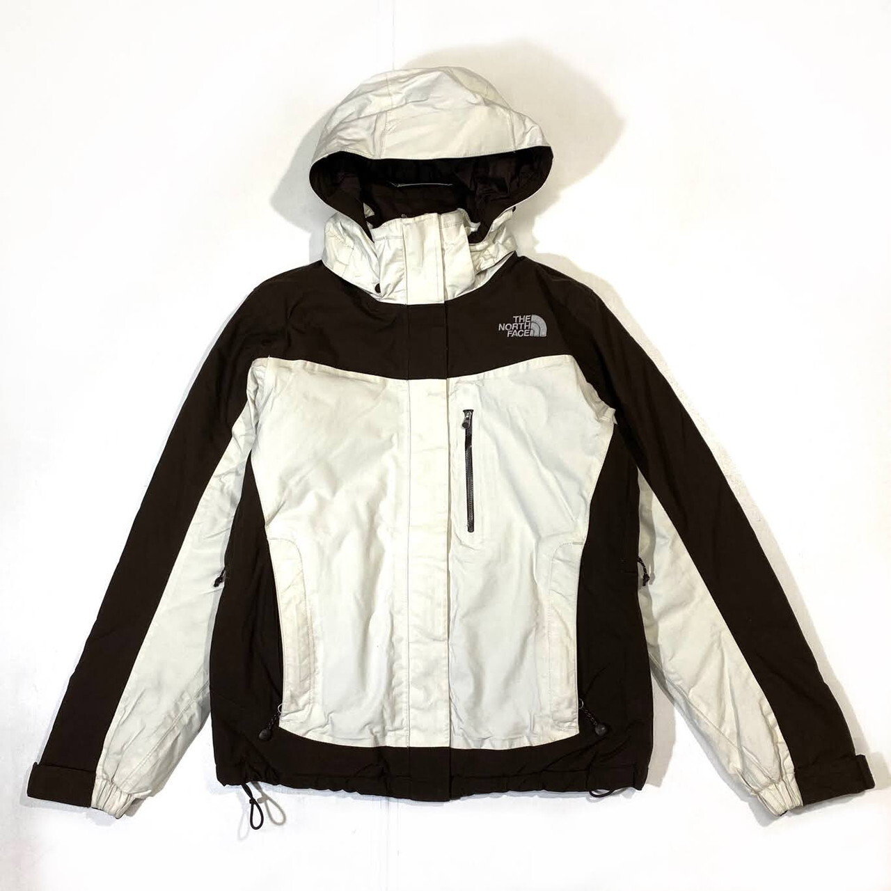 08年製 ザ ノースフェイス ハイベント 中綿入り マウンテンパーカー レディースxs 古着 The North Face Hyvent ナイロンジャケット ブラウン ホワイト アウトドアジャケット Cave 古着屋 公式 古着通販サイト