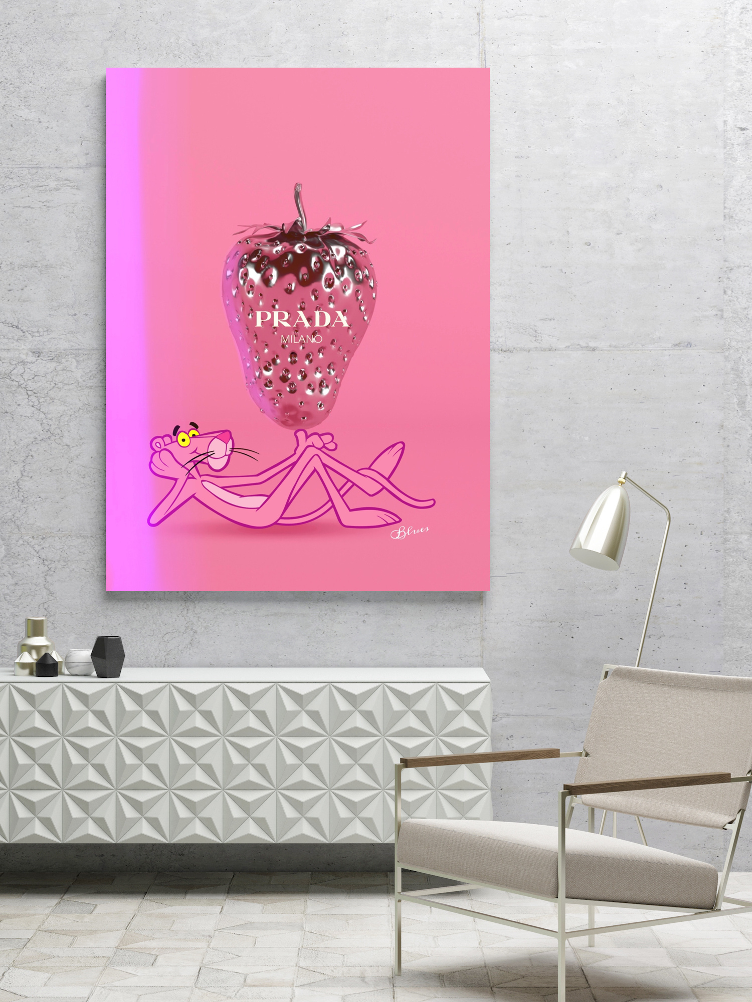 ピンクパンサー プラダ ストロベリー オマージュアート P10pサイズ Blues Make Sense Art Gallery