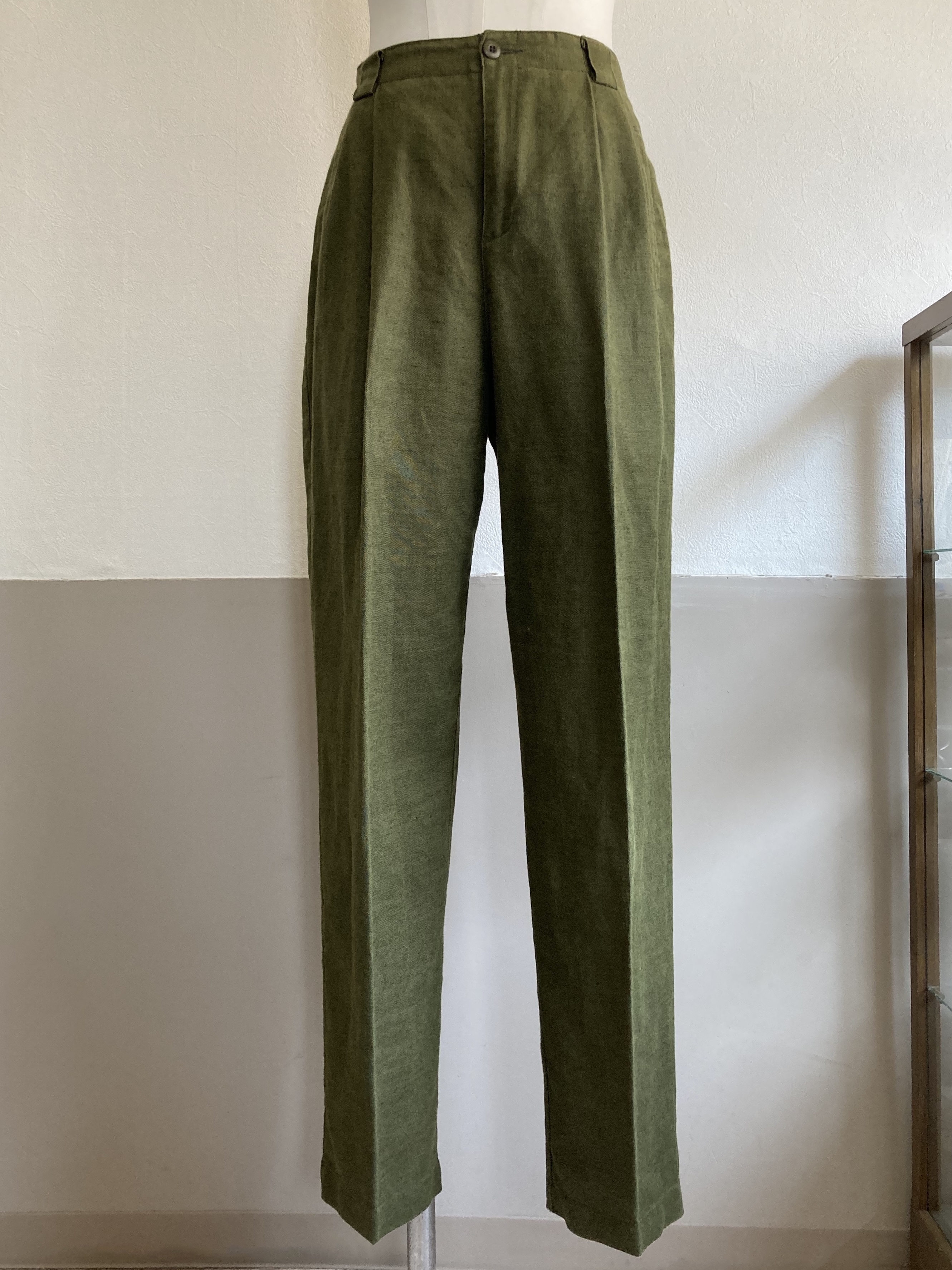 Liz Claiborne High Waist Tapered Tuck Pants オリーブグリーンハイウエストタックパンツ Sugar Spun Sister Vintage Used