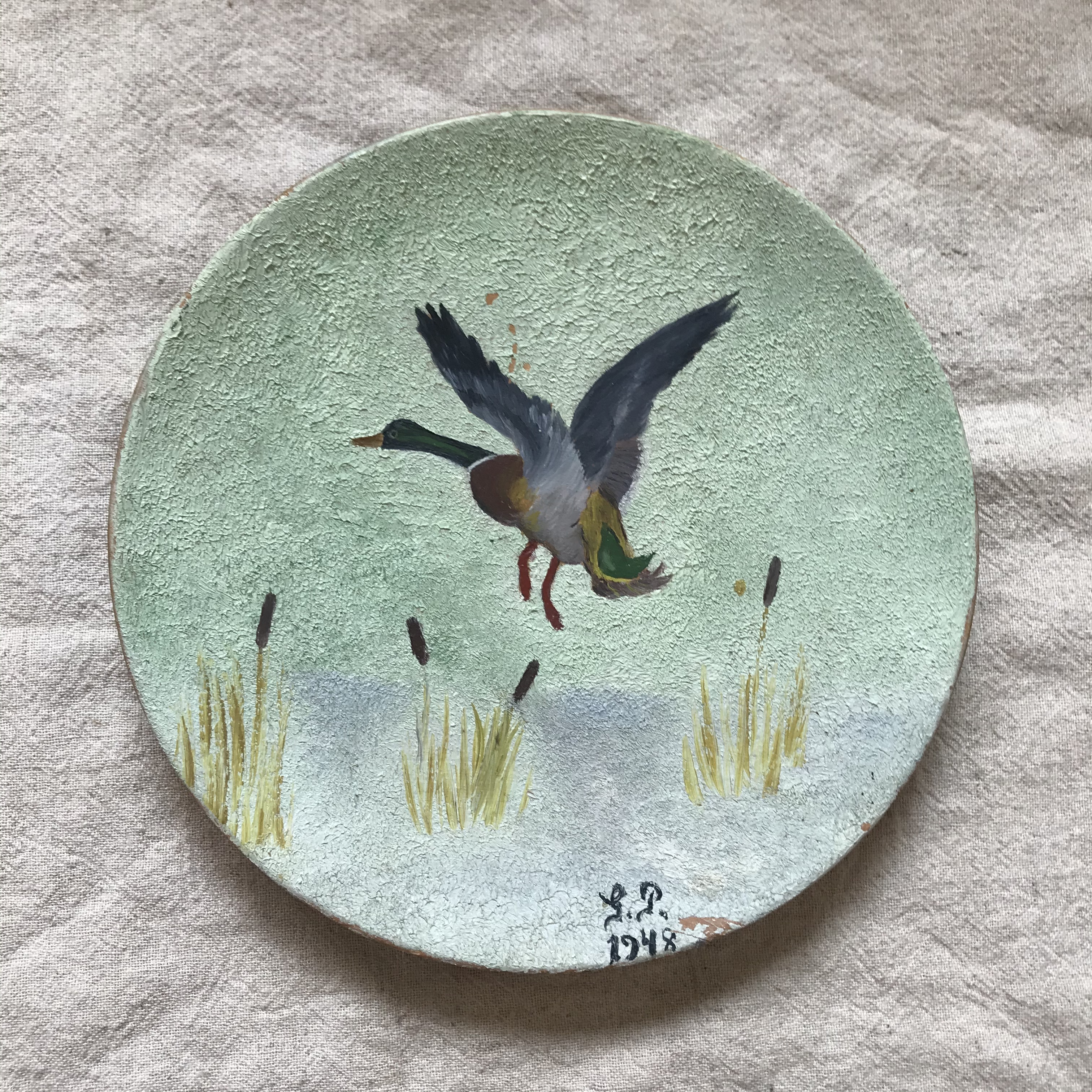 木製の飛ぶ鳥の飾り皿 Tsuitachi Craft Brocante