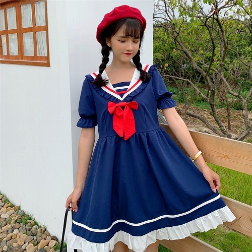 ロリータファッション ワンピース ゴスロリ 半袖 膝丈 ワンピース イベント オフ会 コスプレ ステージ衣装 ろりーた ワンピース 個性的 ワンピース Joliefille