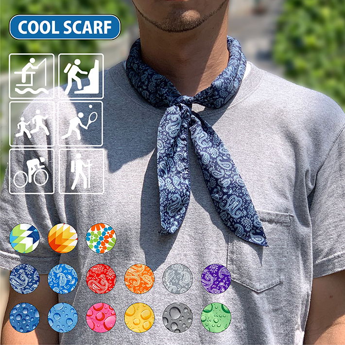 Dm便送料無料 Cool Scarf クールスカーフ 熱中症対策 冷感 ひんやり Uvカット 暑さ対策 日焼け対策 ペイズリー バンダナ サイクリング 登山 フェス アウトドア Have A Nice Time Store