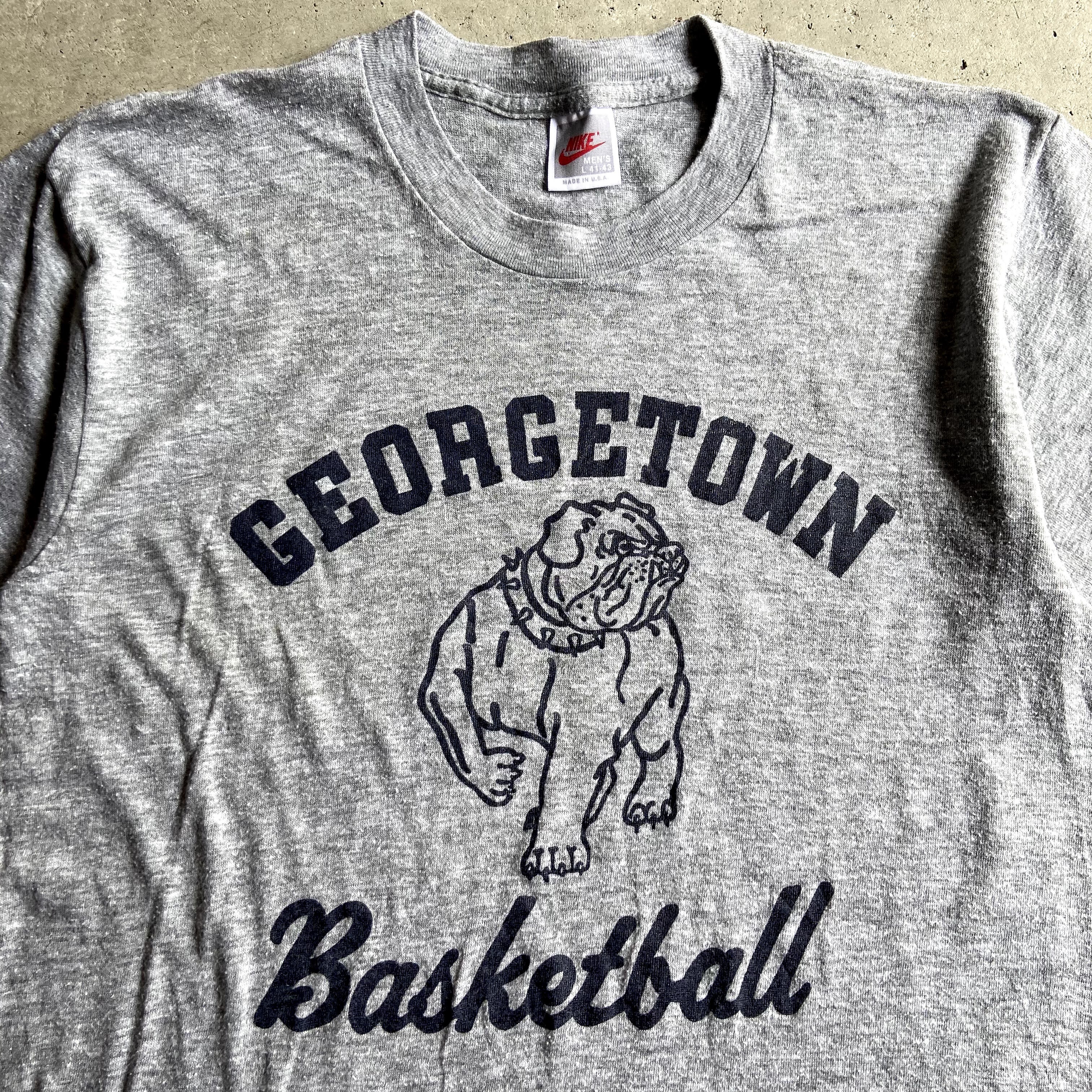 90年代 銀タグ Usa製 Nike ナイキ Georgetown Basketball カレッジチームロゴ 両面プリント Tシャツ メンズl 古着 90s ヴィンテージ ビンテージ バックプリント シングルステッチ 霜降りグレー 杢グレー 灰色 Tシャツ Cave 古着屋 公式 古着通販サイト 夏物最大