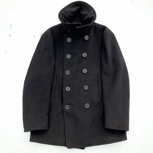 30 S U S Navy Wool 10ボタン Pコート 刺繍タグ 裏地コットン アンカーボタン チンストラップ ステンシル 高密度ウール ネイビー 紺 Ww Ii 38 40 希少 ヴィンテージ Agito Vintage