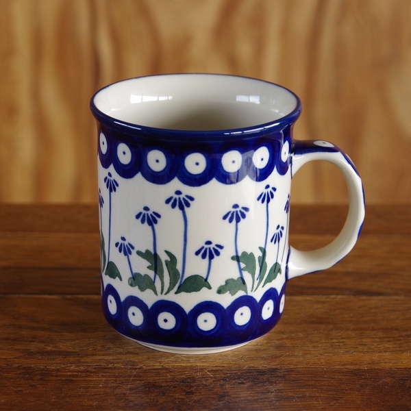 新品 ポーランド食器 ポーリッシュポタリー マグカップ 300ml ネイビー花柄 伝統柄 3456 コーヒーカップ ボレスワヴィエツ陶器 Boleslawiec 伝統柄 Flohmarkt フローマルクト