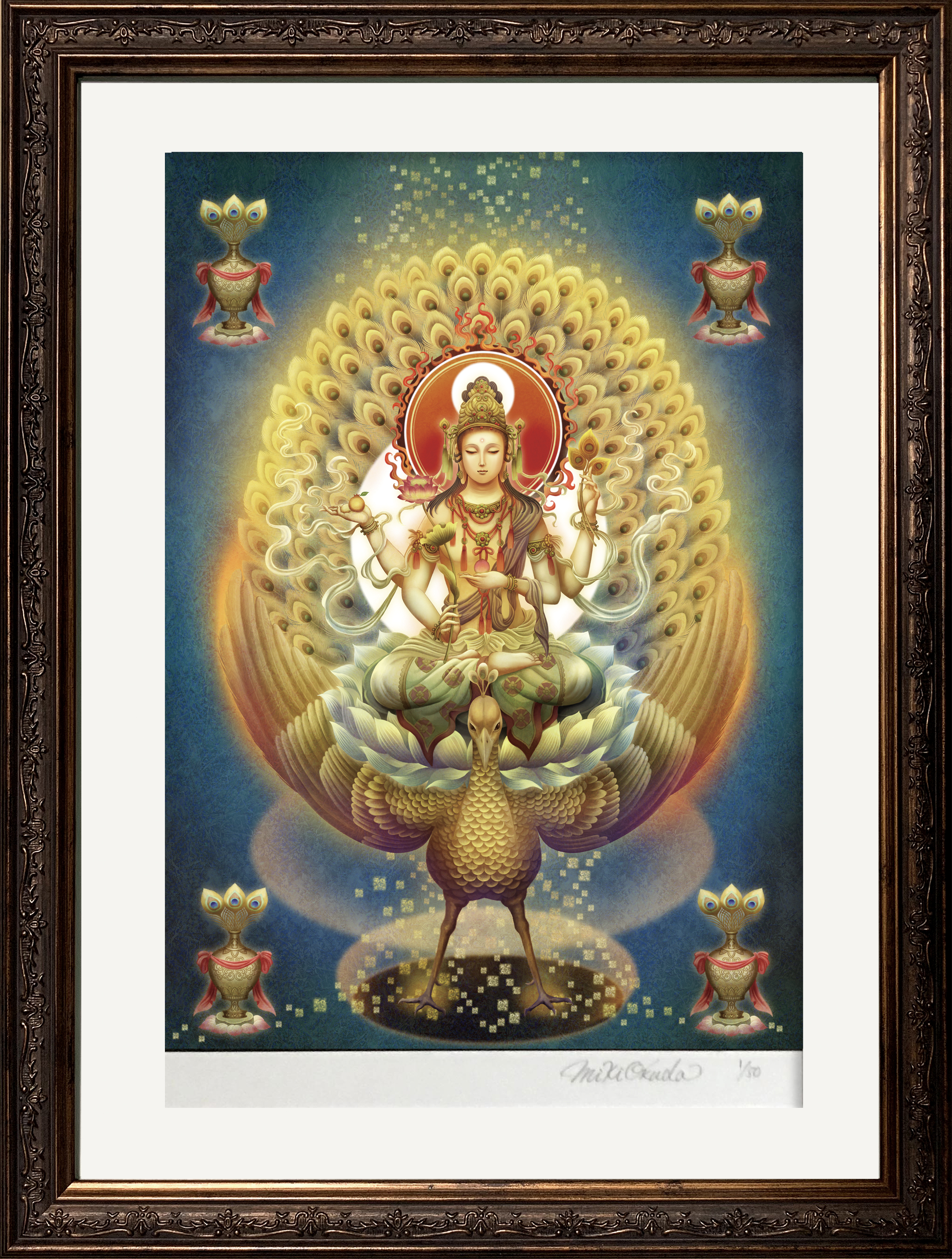 孔雀明王 Mサイズ 仏画とスピリチュアルアート 奥田みき 観稀舎