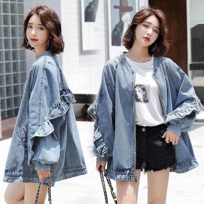 アウター 女子マスト 韓国系ファッションジッパーラウンドネック切り替えデニムジャケット Show19 Com ファションを追いつきレディースアパレル通販サイト