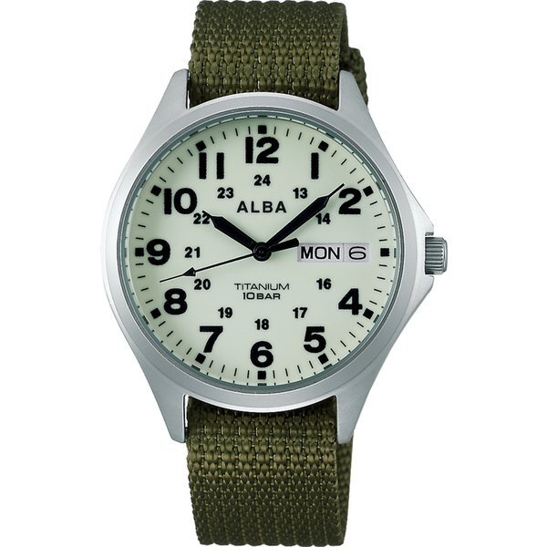 セイコー Seiko アルバ Alba ヴィンデージ ミリタリー メンズ腕時計 Aqpj403 チタン 10気圧防水 ナイロンバンド 全面夜光 栗田 時計店 Seiko G Shock フェラーリ 時計ベルトの専門店