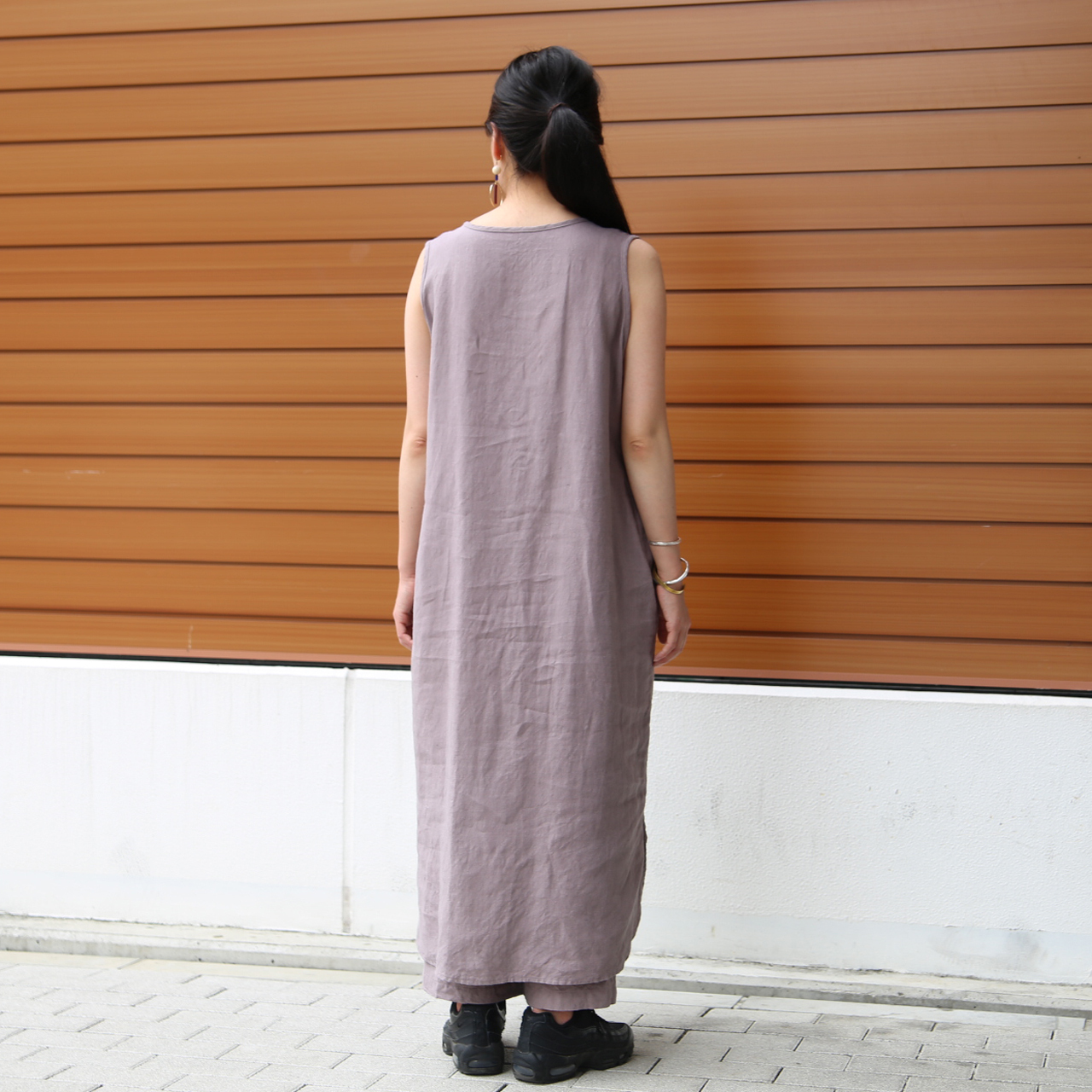 Toujoursトゥジュー Stone Washed Belgian Linen Cloth Tank Dress Km32md04 Provice