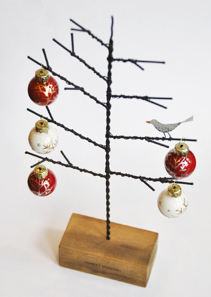 クリスマスオーナメントボール３個セット ツリー模様 レッド Debutant でびゅたん