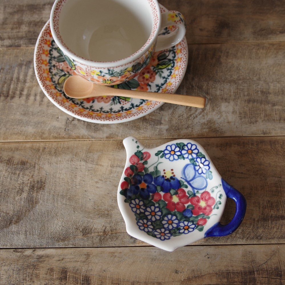 キッチン・食器 花柄 鳥柄 りんご型器 POLISH POTTERY ポーランド製