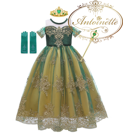 子供 用 プリンセス ドレス コスチューム アナ Green Dress Princess Girl Kids Wedding Party Elegant Antoinette