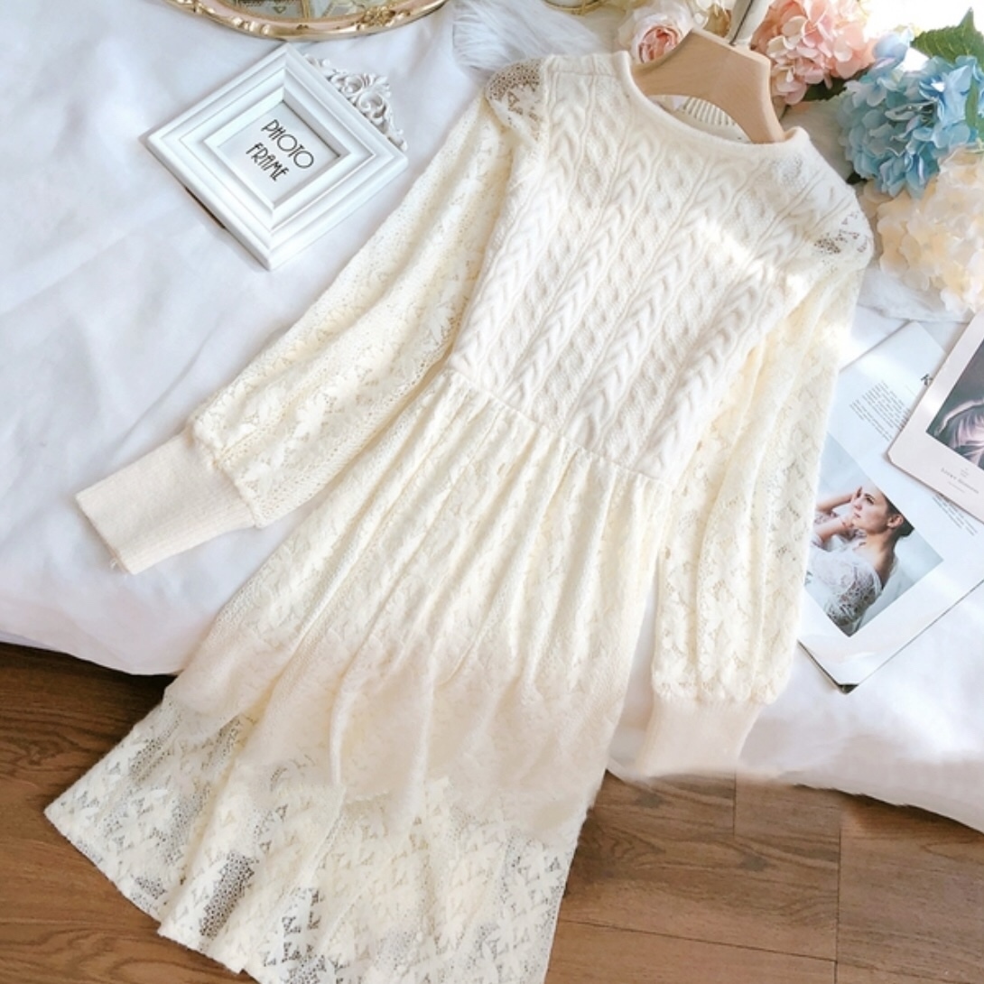 ニットレースワンピ Cherie Ange