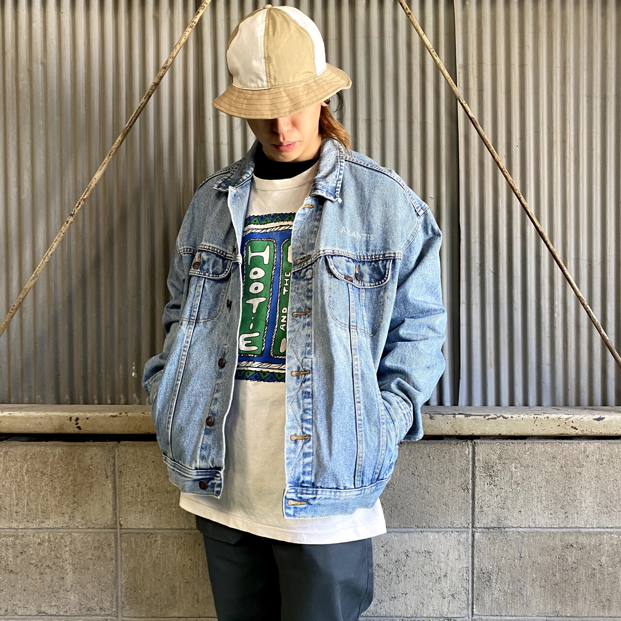 ビッグサイズ Lee 刺繍入り デニムジャケット メンズxxl相当 古着 リー 大きいサイズ 薄色 デニムジャケット All15 Cave 古着屋 公式 古着通販サイト