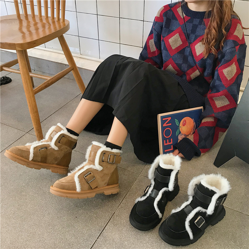ムートンブーツ ショートブーツ ベルト 韓国ファッション レディースブーツ もこもこ カジュアル かわいい 歩きやすい Ladies Belt Buckle Thick Bottom Short Boots Dtc Value Rave Notice バリューレイヴノーティス 韓国ファッションやハワイアン