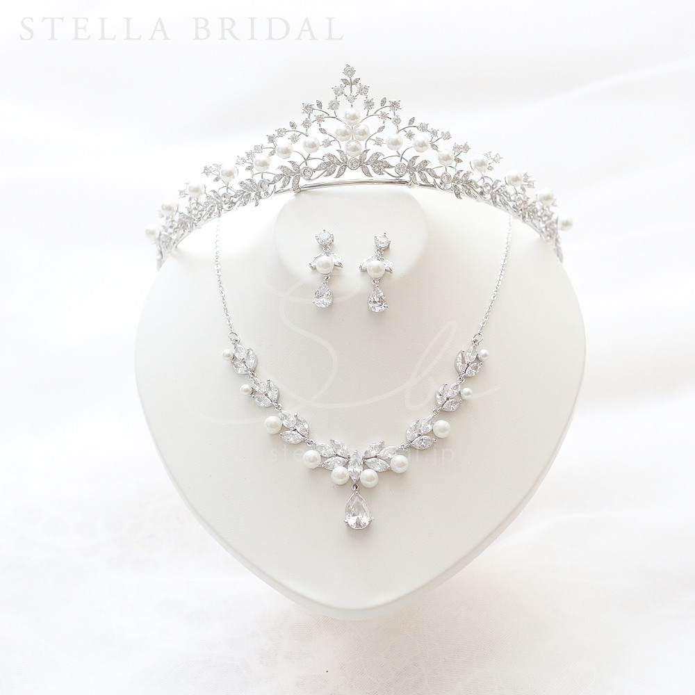 キュービックジルコニア ウェディングジュエリー セレスティア ネックレス Stella Bridal オシャレ花嫁さま御用達ウェディングアクセサリーショップ ステラブライダル