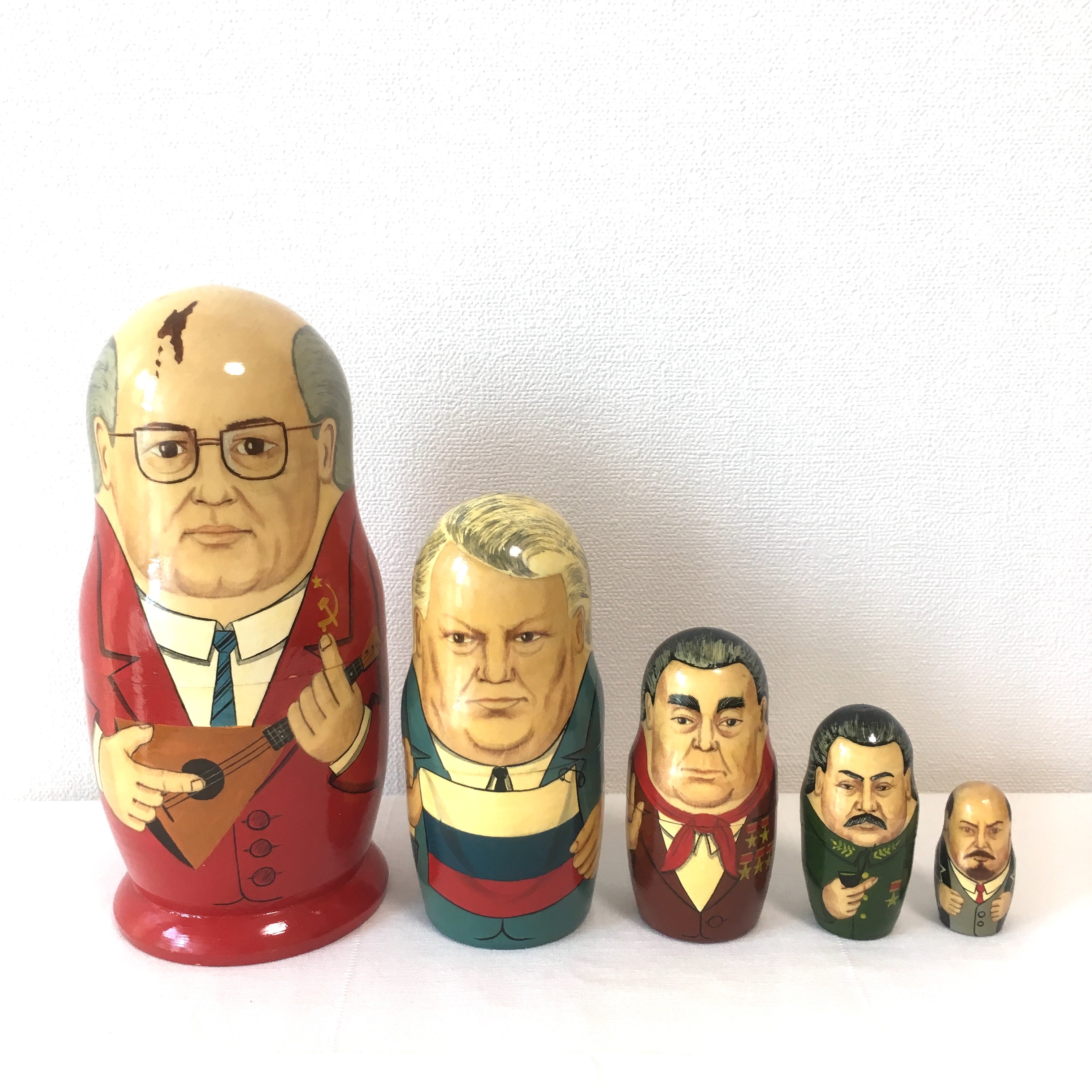 ヴィンテージ ソ連 歴代指導者 マトリョーシカ 19 5cm 5ピース 世界の雑貨 Corie